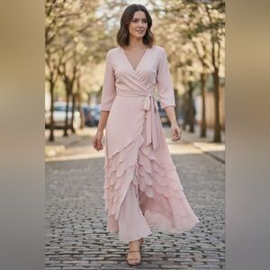 Elegant Pink Shutter Pleat Formal Dress